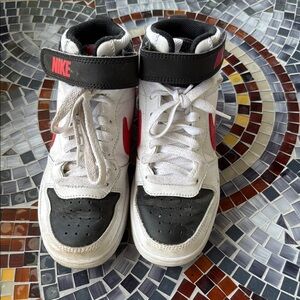 Nike Kids High-Top Sneakers - White, Black, and Red